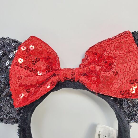 Disney Minnie Mouse Sequin Ears Black Red Hair Accessories - Picture 3 of 12